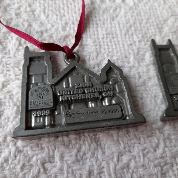 Vintage Aitkens Pewter Christmas Ornaments Zion United Church Kitchener 1999 - Picture 5 of 8
